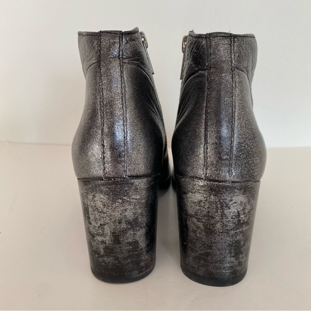 Frye Nora short ankle zip bootie metallic silver black gray - Picture 5 of 15